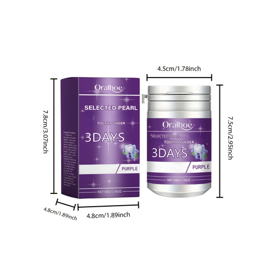 5pcs Purple Tooth Powder Infused with Baking Soda And Wheat Starch, Features Mild Ingredients, Cleans Mouth Daily, Freshens Breath And Cleans Teeth for Men And Women
